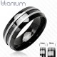 Solid Titanium Two Stripes 8mm Black Onyx Ring Solid Titanium Two Stripes 8mm Black Onyx Ring